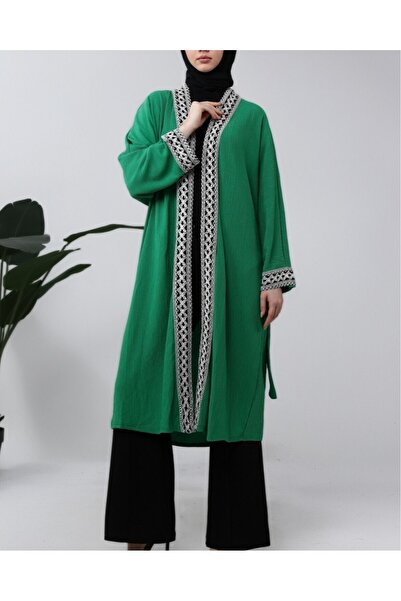 Modamorfo Ethnic Stripe Laced Long Kimono