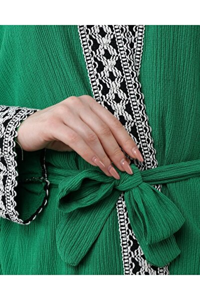 Modamorfo Ethnic Stripe Laced Long Kimono