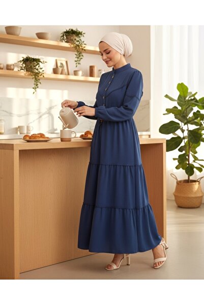 Modamorfo Šaty s polovičním zapínáním na knoflíky - tmavě modrá