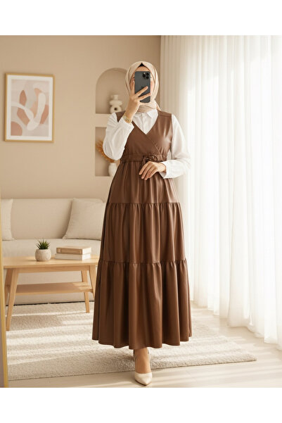 Modamorfo Kožený tunel s nulovým rukávem, šněrovací vesta - opálení