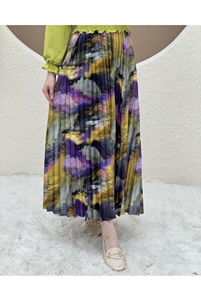 Modamorfo Digitálisan nyomtatott redős szoknya - sárga