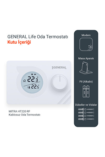 GENERAL Life Mitra 220 Rf Kablosuz Oda Termostatı - Beyaz