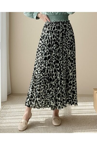 Modamorfo Digitálně potištěná plisovaná sukně - vodově zelená