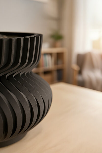 OEM Ghiveci decorativ sculptural – Design Flow Motion, culoare Midnight Onyx