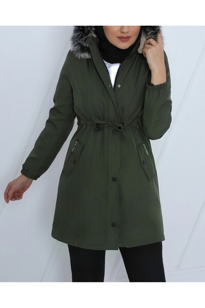 Modamorfo Short Coat with Hooded Sleeves and Elastic Pockets - Camouflage
