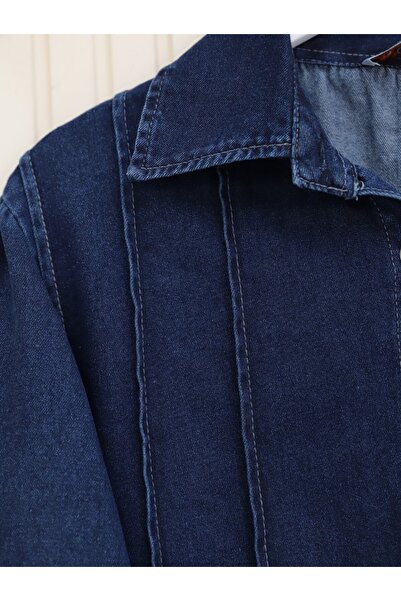 Modamorfo Flounce Hem Buttoned Jacket Denim Suit -K.Laci