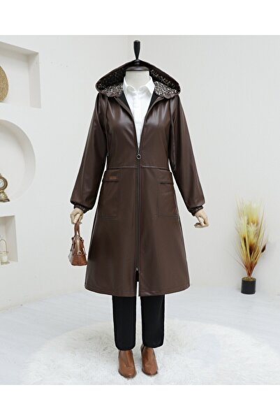 Modamorfo Bag with Zipper Faux Leather Cap - Brown