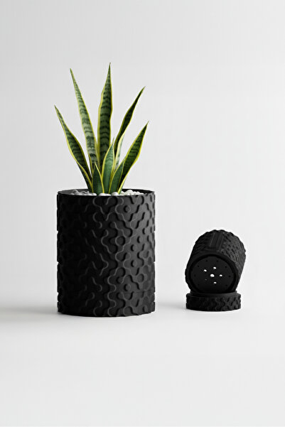 OEM Decorative wall flower pot – Wave Motion design, Midnight Onyx color