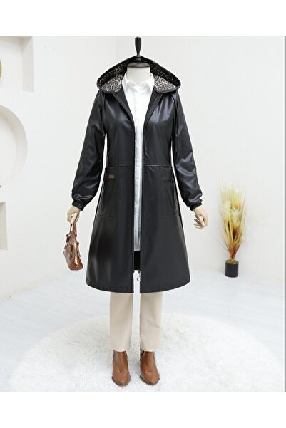 Modamorfo Bag with Zipper Closure Faux Leather Cap -Black