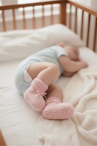 Bursa Trikomer Knitwear Foot Warmer Elegant Ribbon Knitted Baby Booties