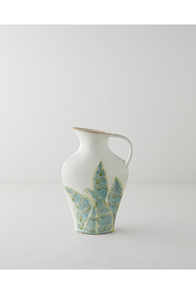 English Home Leafy Stoneware Vazo 28 cm GRİ-YEŞİL