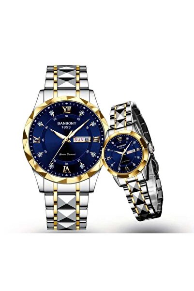 DÜZGÜN TİCARET 2 Adet Sevgili Çift Saati Çelik Erkek Ve Kadın Kol Saati Hediy...