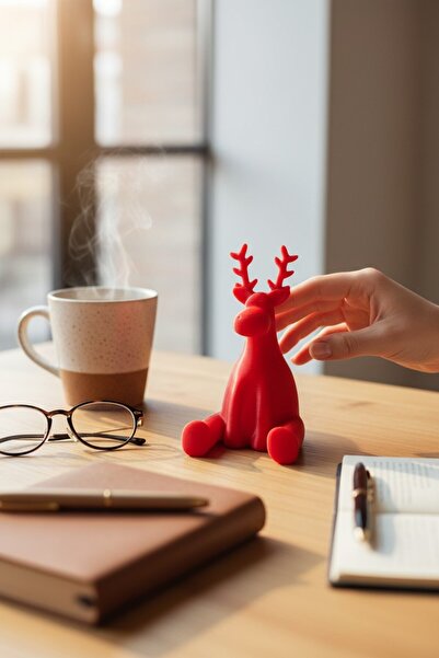 Main Collectibles Kırmızı Yılbaşı Temalı Geyik Biblo - 10 cm