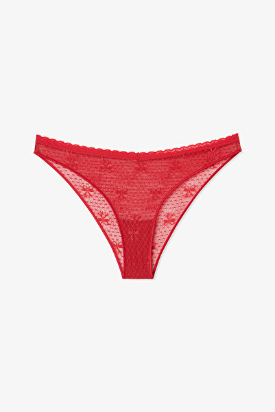 Penti Red Easy Lace V Shape Brazilian Panties