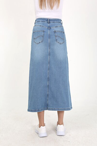 VELLICHOR Τζιν φούστα με φυσικό ύφασμα Star Rivet γαλάζιο