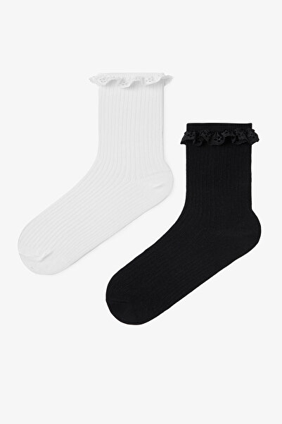 Penti 2 Pairs of Cotton Lace Ruffle Socks