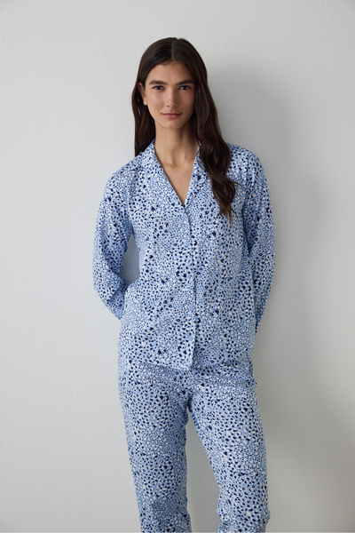 Penti Mavi Leila Gömlek Pantolon Pijama Takımı