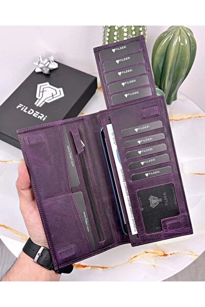 Fil Deri With Phone Compartment - Genuine Leather - Magnetic - Multi-Compartment - Wallet and Card Holder Vintage Leather 2047