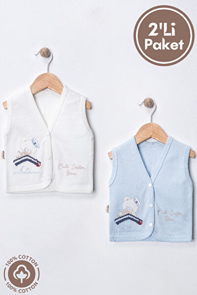 Miniel Baby Boy Captain Teddy Bear Embroidered Organic Cotton 3-6-9 Months 2-...