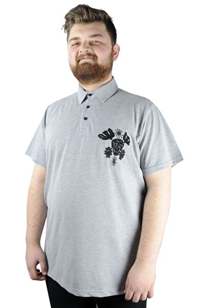 ModeXL Mode Xl Чоловіча футболка Polo Skull 22304 Сірий меланж