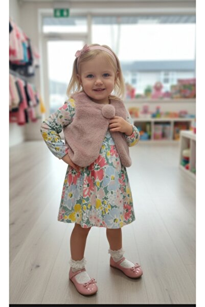 Via Kız Çocuk Peluş Boleralı Kadifemsi Elbise