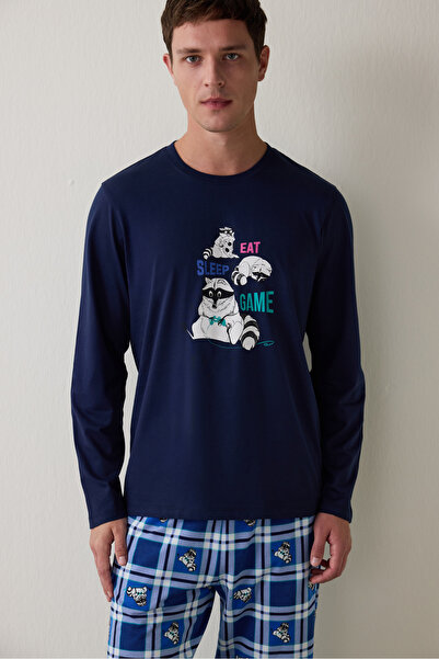 Penti Ανδρικό σετ πιτζάμες με λαιμόκοψη με σχέδιο ζώων