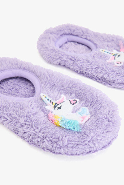Penti Papuci de casă pentru fetiță, cu model unicorn, cu talpă anti-alunecare