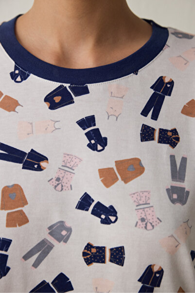 Penti Light Pink Pajama Time Crew Neck Cotton Long Sleeve Pajama Set