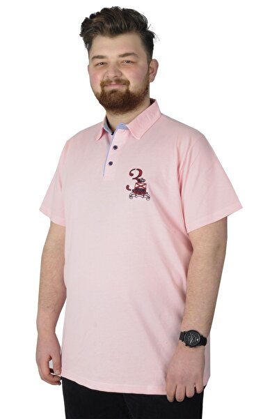 ModeXL Μπλουζάκι Mode Xl Plus Size Polo 3 Crown 22331 Salmon