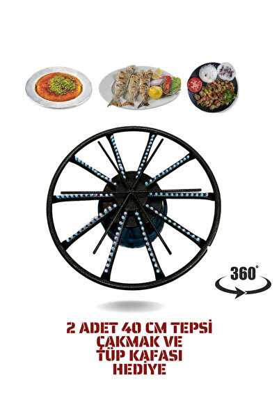 Vakia 45 Cm Künefe - Kadayıf - Balık - Börek Pişirme Ocağı Seti / Döner Başlıklı