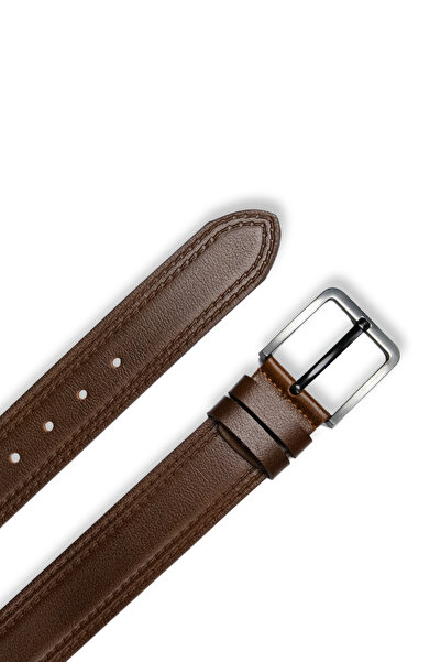 MFT Leather Design Curea din piele naturală - maro, 4 cm, model cu cusătură d...