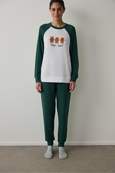 Penti Dark Green Gingerbread Thermal Effect Pajama Bottoms