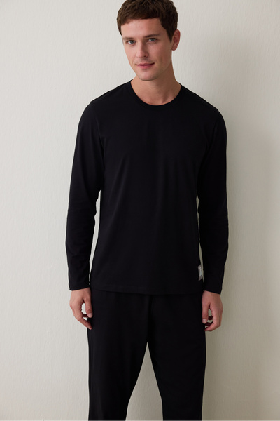 Penti Anthracite Men's Street Oversize Comfortable Fit Long Sleeve Pajama Set