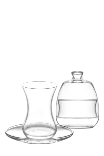 LAV Başak Cam Çay Seti 6 Kişilik 135 ml (6 Çay Bardağı, 6 Çay Tabağı, 1 Şeker...