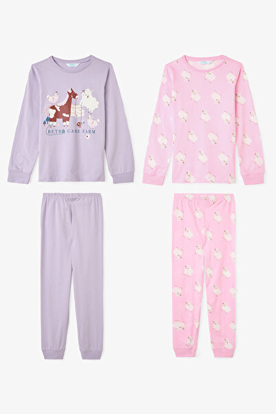 Penti 2-teiliges Pyjama-Set aus gemustertem Baumwollstoff für Mädchen mit Yo-Yo-Spiel