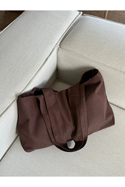 LUNAFEL Bitter Brown Canvas Handbag - Waterproof Fabric - Tote Cloth Handbag and Shoulder Bag