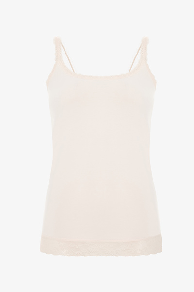 Penti Açık Pembe Dantel Detaylı İnce Askılı Pamuklu Atlet