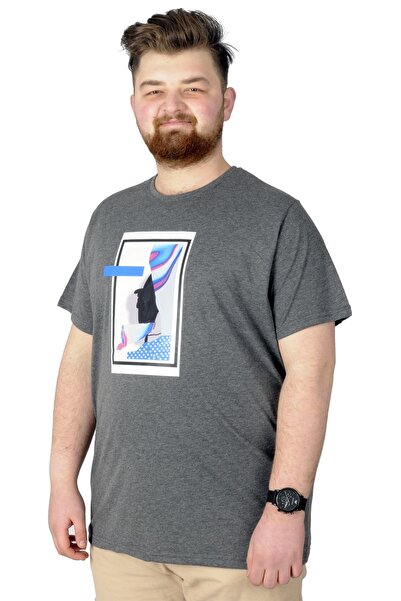 ModeXL Mode Xl Large Size T-shirt Printed Flu 22152 Antramelange