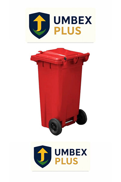 Genel Markalar UMBEX Kırmızı Plastik Çöp Konteyneri 120 Litre Konteyner A Isı...