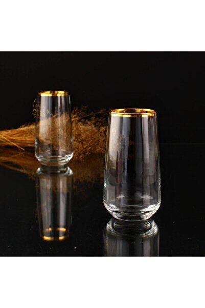 KristalGalerisi 6-Piece Soft Drink Glass Water Glass - Lal Sapphire Gold