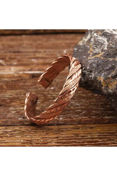 SUMRA سوار من النحاس الخالص للجنسين مصنوع يدويًا SPF-B-005