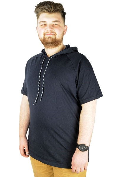 ModeXL Mode Xl Μπλουζάκι μεγάλου μεγέθους Raglan Hooded 22117 Navy Blue