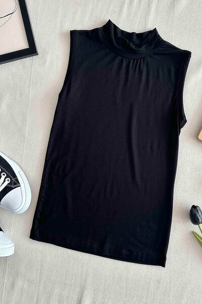 lamelif Sıfır Kollu İçlik Siyah