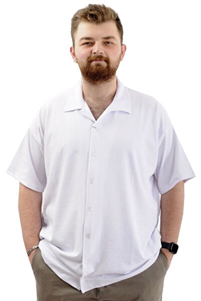 ModeXL Men's Shirt - Mode XL, Plus Size, Apas Collar, JACQUARD U24380 White