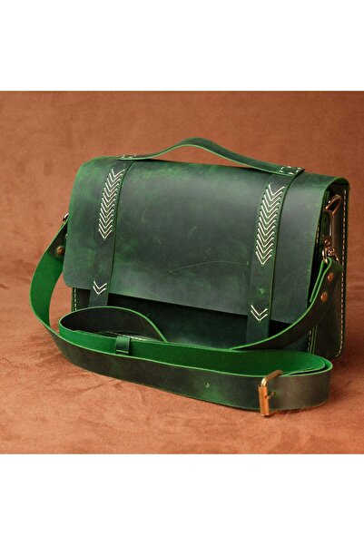 SUMRA حقيبة كتف مصنوعة يدويًا من جلد العجل الأصلي بنسبة 100% مقاس 27 سم × 18 ...