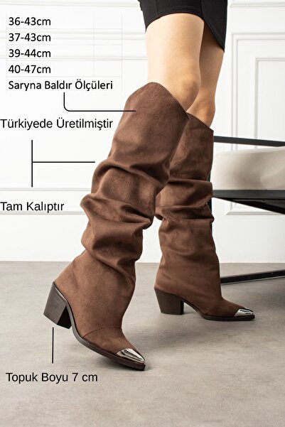 ZENNESHOES Dámské hnědé kozačky širokého střihu Saryna