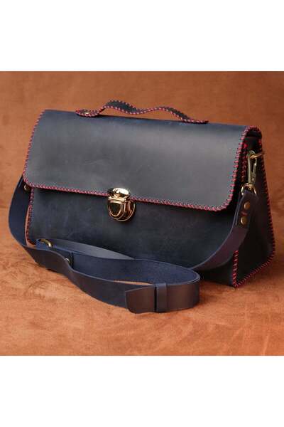 SUMRA حقيبة كتف مصنوعة يدويًا من جلد العجل الأصلي بنسبة 100% مقاس 28 سم × 20 ...