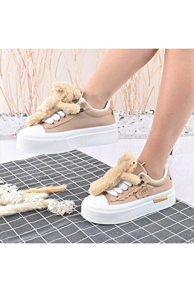 Tmall Women's sports shoes, removable teddy bear accessory, TM1D1425, Khaki
