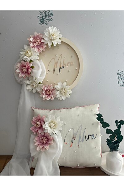 KRVTASARIM Kız bebek perili kapı süsü yastık