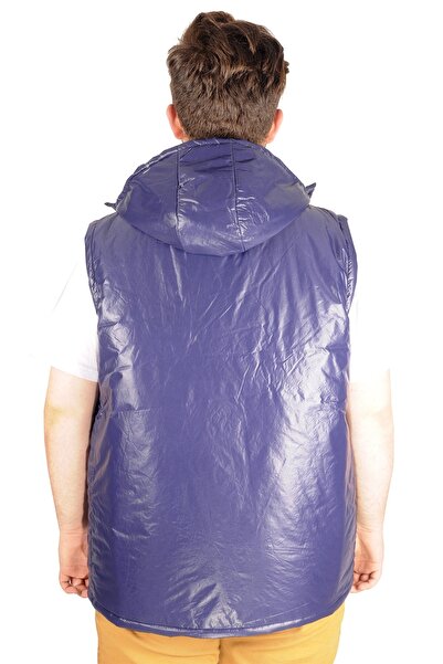 ModeXL Mode Xl Великий розмір Чоловічий жилет Basic Капюшон Thin 21610 Синій